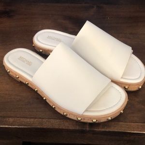 Michael Kors Ellen Leather Slide in White Sz 8M
